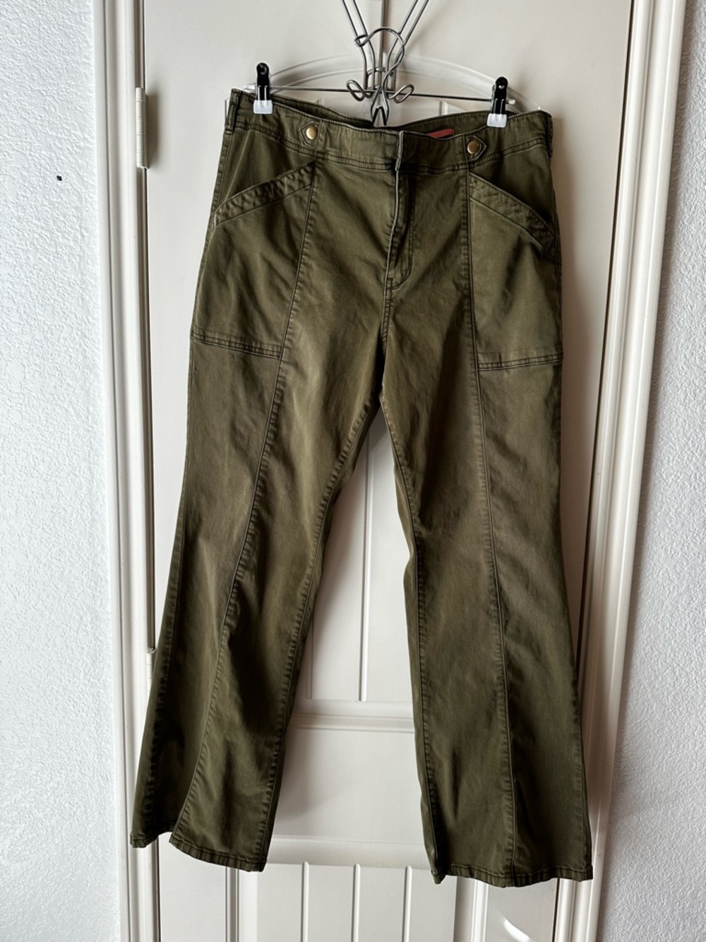 Anthropologie Pilcro Demilune Boot Olive Utility Pants - Picture 7 of 15